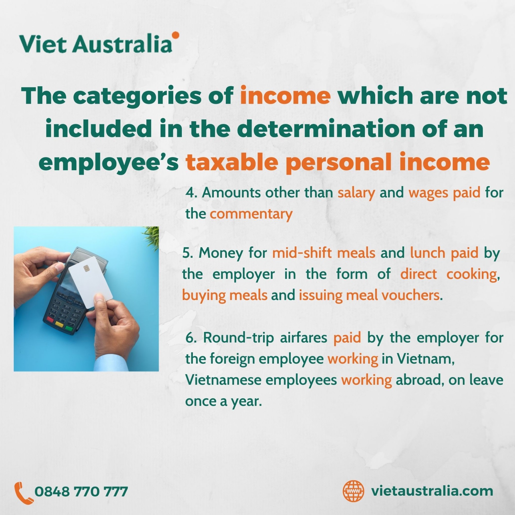 The Categories of income which are not included in the determination of an employee’s taxable personal income
