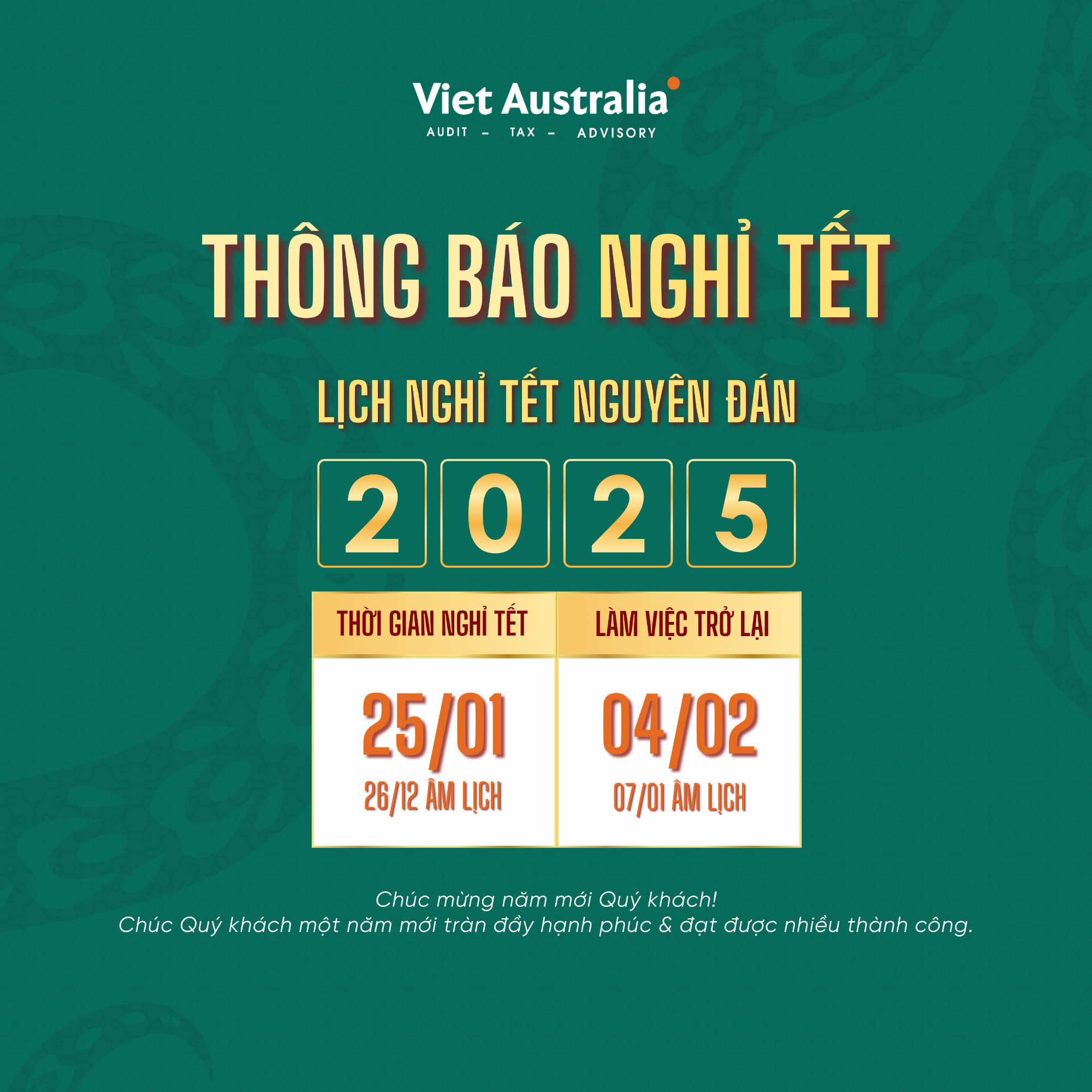 lịch nghỉ tết 2025